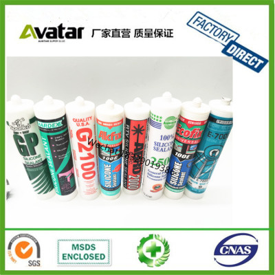 SuperStrong Adhesion low modulus Acetoxy cure silicone sealant with black white clear color