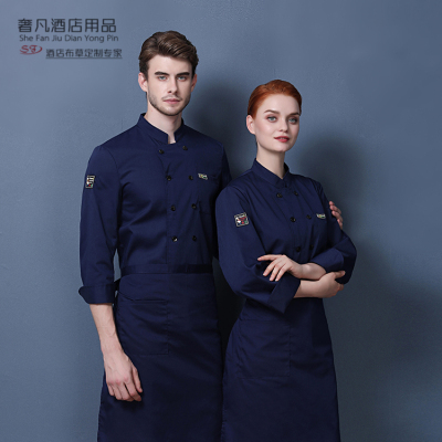 Hotel Restaurant Catering Chef Overalls Long Sleeve Chef's Uniform Autumn and Winter Men's Breathable Short Sleeve Women's Kitchen