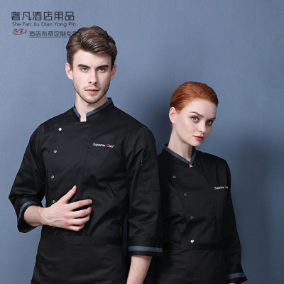 Chef's uniform men's long sleeves catering kitchen cake autumn and winter increase thick uniform Chef white short sleeves