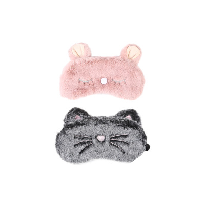 New plush black cat eye mask cartoon rabbit shade sleep mask can be customized cross - border sales