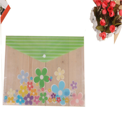 File Bag Folder Korean Style Information Bag Flowers and Plants A4 Bag Snaps Plastic Office Storage Logo Customization