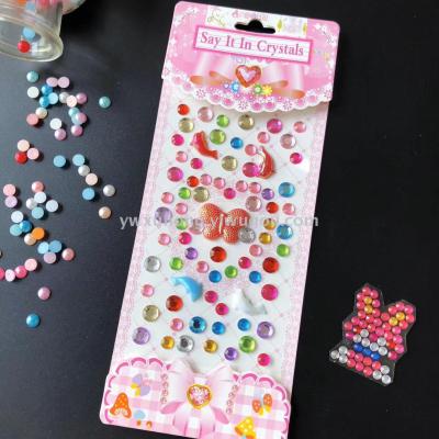 Manufacturer direct selling children cartoon acrylic diamond sticker bonus stickers DIY educational early  toys stickers