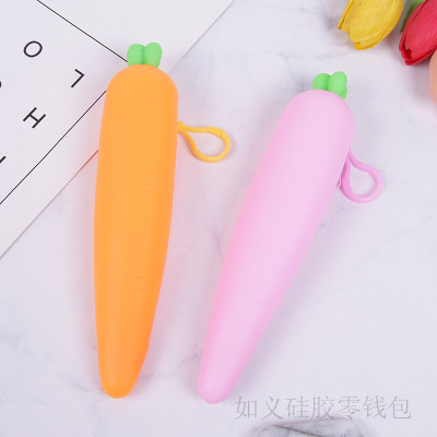 Vegetable pen bag silicone large capacity radish female zero purse creative cute cartoon students stationery gifts