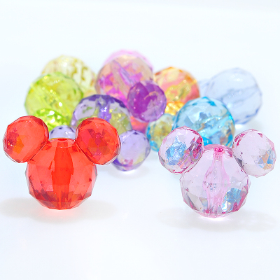Factory in Stock Supply Children's Amusement Park Crane Machines Cartoon Cut Surface Mickey Headwear Transparent Colorful Acrylic Beads