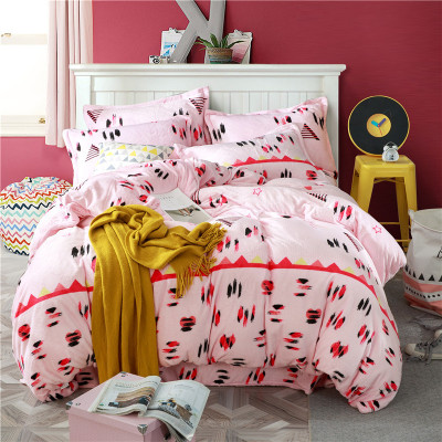 6-Year Blanket Factory Direct Sales Quality Creative Style Bedding Printed Four-Piece Bedding Set Winter Coral Fleece Bed Set