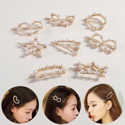 Korean Ins Pearl Hairpin Adult Side Card Elegant Hairpin Word Clip Bangs Internet Influencer Hairpin Clip Hairware Female