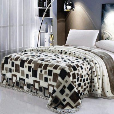 Customized Foreign Trade Export High Quality Winter Double Layer Thickening Print Classic Black and White Plaid Laschel Blanket 10 Jin