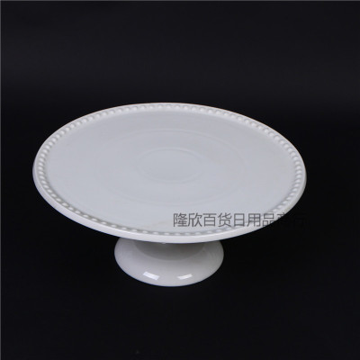 Birthday Cake High Leg Tray with Lid European Style Ceramic Dessert Snack Tray Photo Display Table Stand
