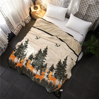 6-Year Blanket Manufacturer Customized Home Office Air Conditioning Gift Knitted Printed FL Single Layer Blanket