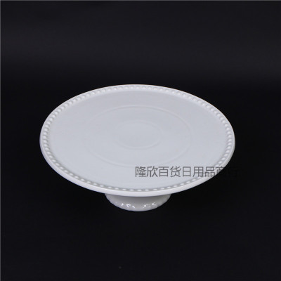 Birthday Cake High Leg Tray with Lid European Style Ceramic Dessert Snack Tray Photo Display Table Stand