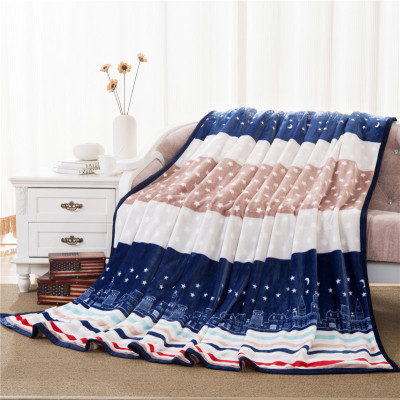 6 Years Experience Stock Printed Striped Polyester Blankets