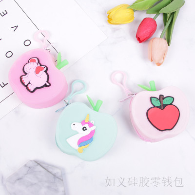 Silicone wallet zero wallet apple-shaped zero wallet cartoon mini candy colored gift multifunctional coin bag