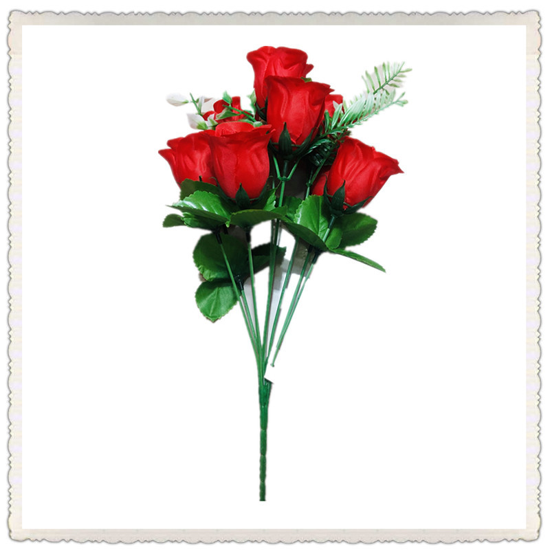 母亲节送礼手工塑料假花人造仿真玫瑰婚庆装饰手捧花束9头葫芦蕾