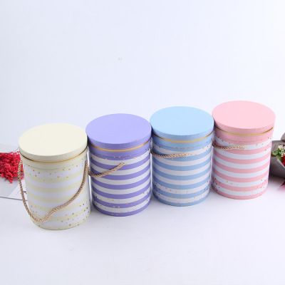 Hot style creative fresh bucket flower gift box round portable gift box manufacturers direct sales