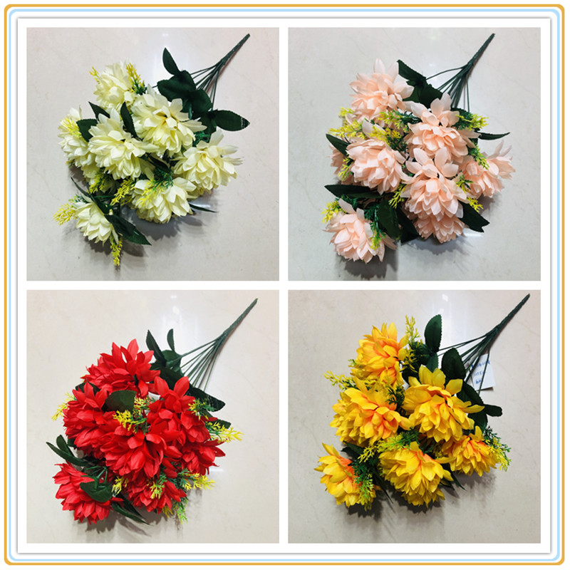 新品推荐家居装饰人造假花清明祭祀扫墓探望病人仿真12头小球菊花