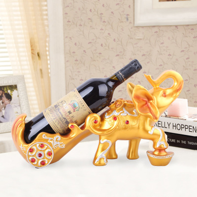 European-Style Ingot Golden Elephant Trolley Wine Rack Resin Domestic Ornaments Wine Cabinet Decorations Special Offer Wholesale