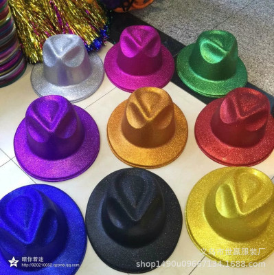 PVC gold powder cowboy hat quality supplier holiday party masquerade ball blister hat