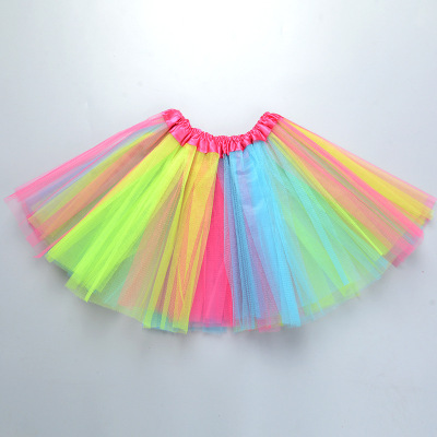 Rainbow skirt tutu skirt lined with a net yarn dance skirt girl half skirt show peng peng skirt manufacturers wholesale