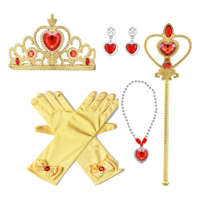 Princess headdress crown headband gloves magic wand earrings 5-piece suit