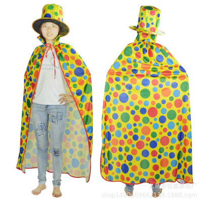 Children's day costume clown cape magic costume cape clown hat clown shoes COS polka dot cape