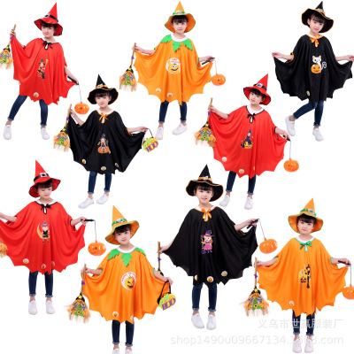 Halloween children's cape Korean version of the cape witch cape performance costume six star cape pumpkin cape