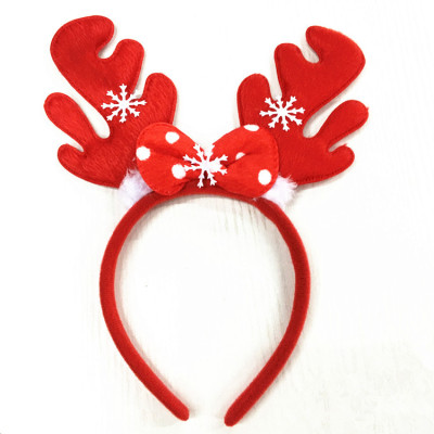 RL454 red bow antler headband plush snow antler headband Christmas decorations