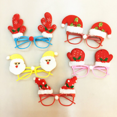 RYJ2 Christmas fabric decorative glasses frame color old man antler hat gloves glasses series supplies