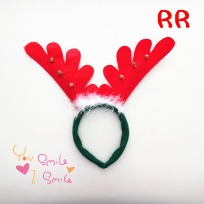 RL301 feather bell red non - woven Christmas antler headband hair ornaments yiwu manufacturers wholesale
