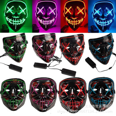 2019 new cross border Halloween mask with slit expressions using, double eye and douyin hot style glowing mask
