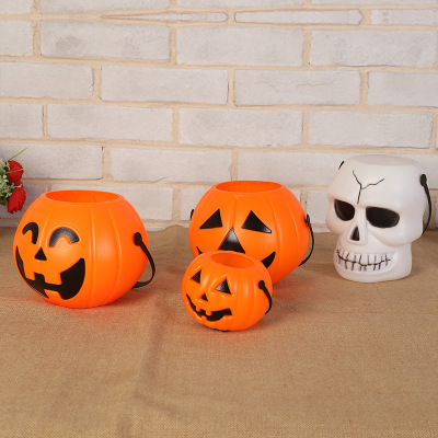 New Halloween bucket creative Halloween glow toys Halloween decoration props portable pumpkin bucket