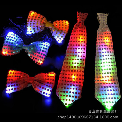 Led glitter flash bow tie tie clip stage performance bar wedding festive supplies