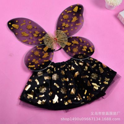 Halloween folding black butterfly wings, children stage props