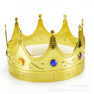 Children's crown hair band plastic Children's lovely crown hair band tiara gold king crown plastic prince crown