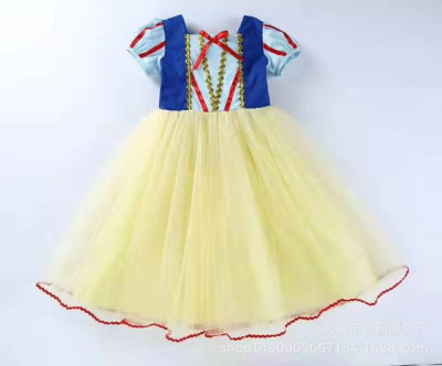 2019 Snow White dress for children: a new cotton short-sleeved froth dress for little girls in summer