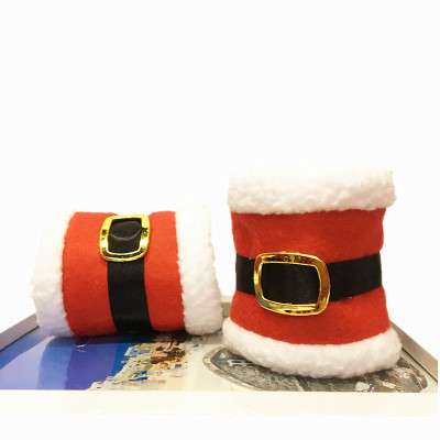 Red plush Christmas belt buckle, napkin ring Christmas belt buckle, napkin set Christmas ornament