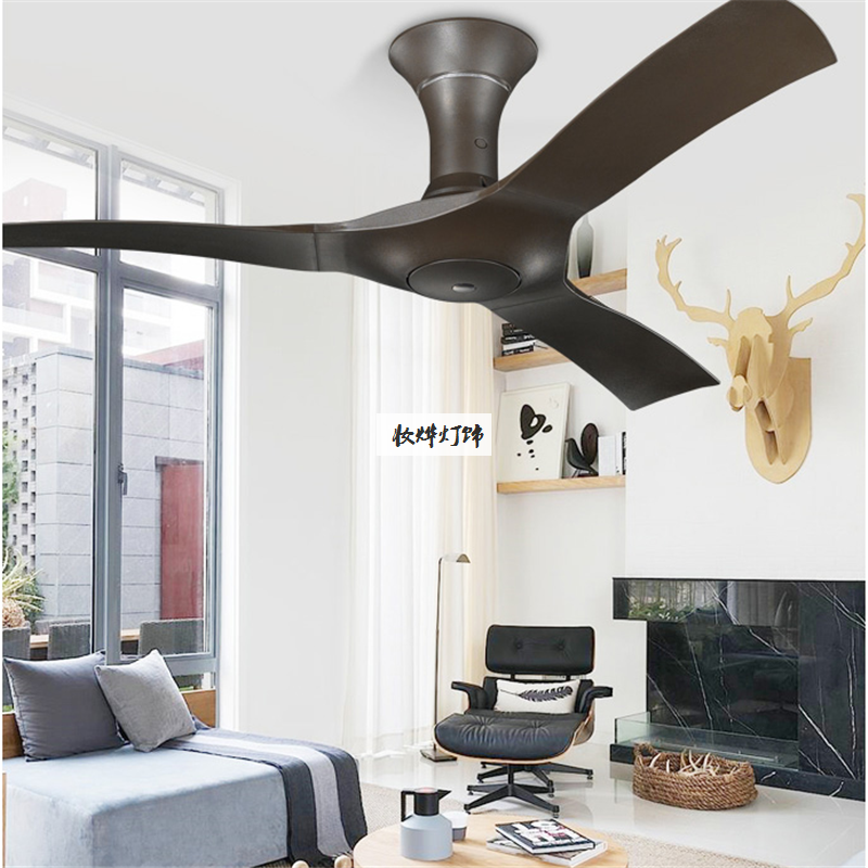 美式简约吊扇灯现代电扇灯客厅餐厅风扇灯酒店工程复古木吊扇