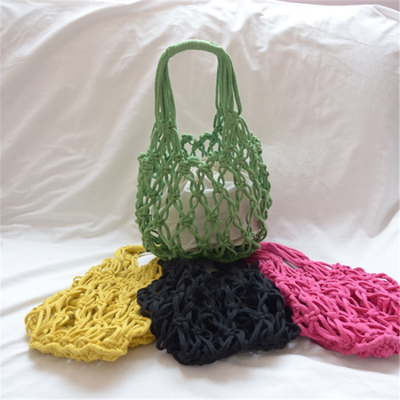 2019 Summer New Cotton Thread Handbag Handmade Woven Hollowed Holiday Travel Fashion Women's Bag