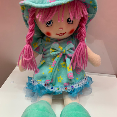 Green bow pink braid doll little sister muppet toy doll baby love