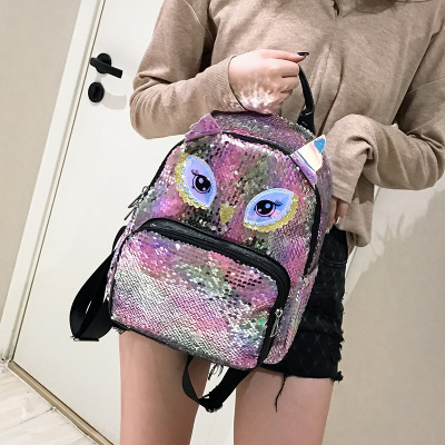 Spring New Sequined Children's Bags Fashion Student Girls Backpack Korean Style Casual Laser Monster Style Backpack