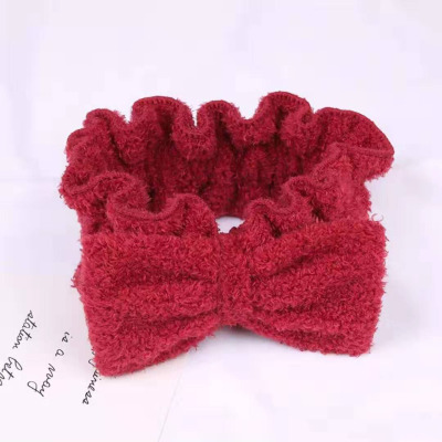 Online Influencer Cute Face Wash Headband Super Fairy Korean Plush Lace Wide Brim Confinement Bow Hair Band Simple