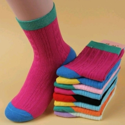 Jianxuan Pure Cotton Double Needle Women's Socks Women's Jacquard Socks Candy-Colored Female Socks