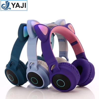 Bt-028c new luminous headphone bluetooth headset children girl cat ears bluetooth music voice headset