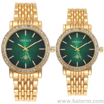 Hot style fashion diamond gradual alloy couples watch men and women watch a number of colors