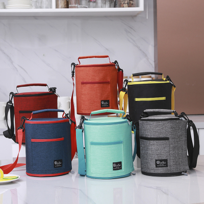 Barrel Shaped Colorful Cationic Bento bag insulation, cold preservation, simple fashion and easy to carry