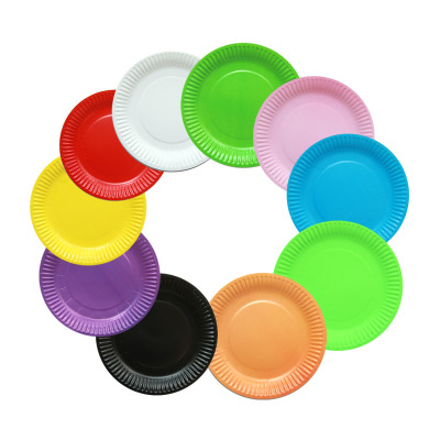 7 \\\" Solid color paper tray Children DIY Disposable color Circular Monochrome paper tray Drawing Paper tray