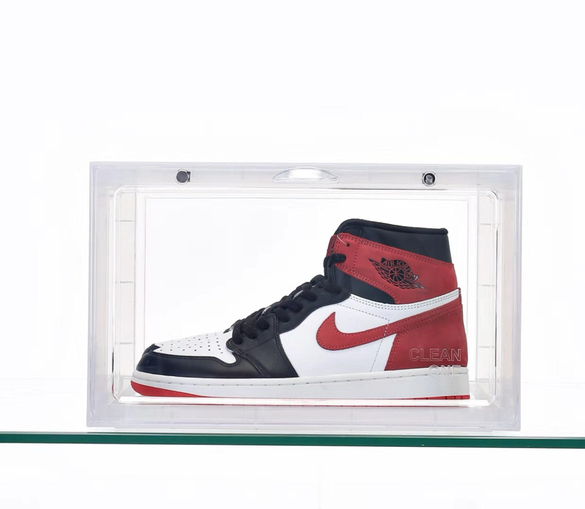 柏雅丽阁牌侧开门鞋柜塑料收纳盒磁性篮球鞋盒高帮运动收藏加厚