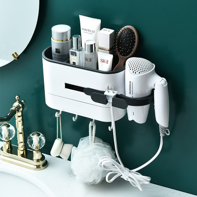 2019 New Hair Dryer Hole-Free Bathroom Wall Hanging Bathroom Artifact Bathroom Wall Seamless Stickers Storage Rack