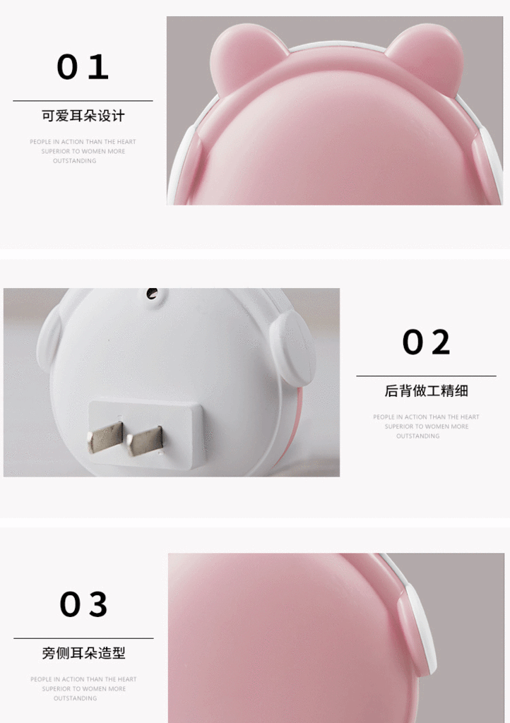 Coria Private Model Headset Bear LED Light-Controlled Induction Remote Control Small Night Lamp Plug-in New Exotic Cute Logo Customization