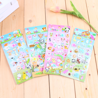Children cartoon cartoon stickers paper stickers paste baby diary bonus stickers three-dimensional animal bubble 