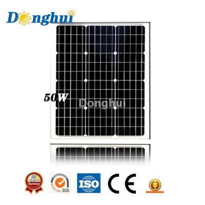 Donghui mono 36 cells 18v 50w solar cells small solar panel pv panel 50w